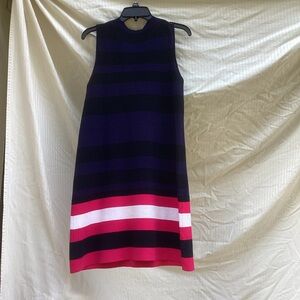 Eliza J Sleeveless Striped Shift knit Dress in Purple, Black & Pink, size 10